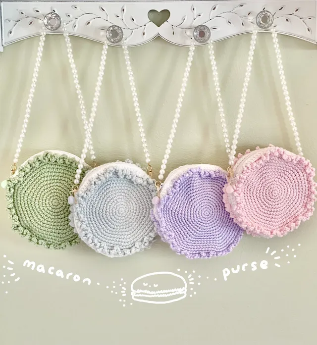 Colorful handmade macaron purses